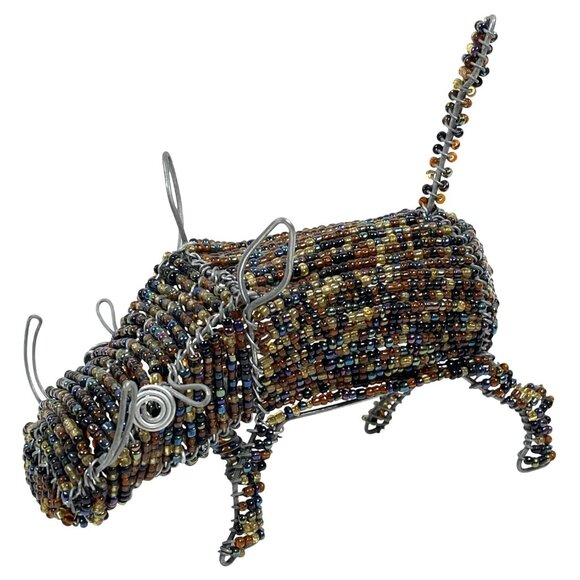 South Africa Warthog Pig Boar Handmade Beaded Wire African Craft Art Sculpture - Picture 1 of 12